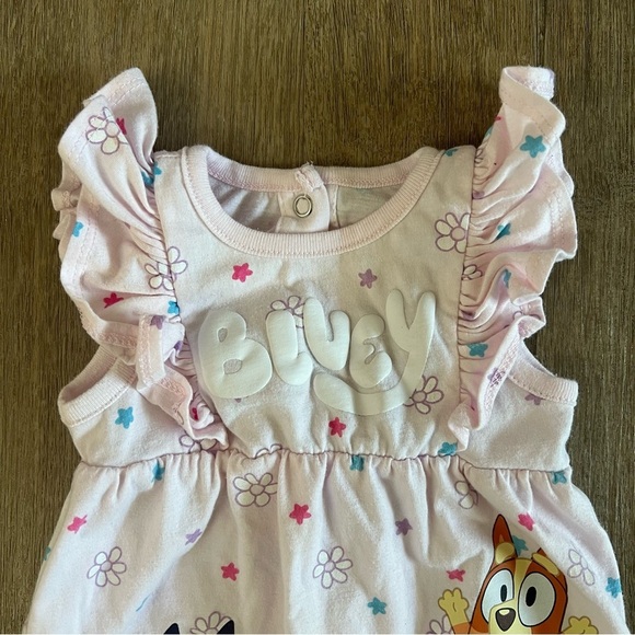 Bluey Baby Girl Ruffle Jumpsuit - Pink Floral - 3/6M - Picture 3 of 7